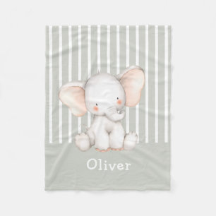 Mooie Aquarel Baby Olifant Kindernaam Fleece Deken