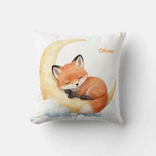 Mooie Aquarel Baby Vos Persoonlijke Naam Slaapkame Kussen (Voorkant)