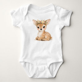 Mooie Aquarel Babyhert Bos Bloemen Kroon Romper
