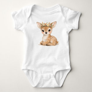 Mooie Aquarel Babyhert Bos Bloemen Kroon Romper