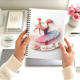 Mooie aquarel ballerina moeder silhouet notitieboe notitieboek