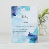 Mooie Aquarel Blauwe en Cyaan Uitnodigingen (Staand voorkant)