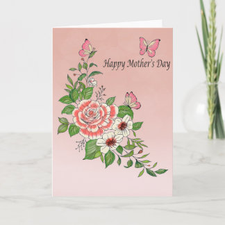 Mooie Aquarel Bloem Gelukkige Moederdag  Kaart