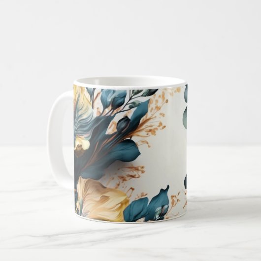 Mooie aquarel bloem koffiemok (Voorkant links)