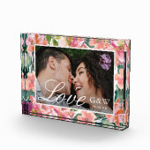 Mooie aquarel bloem met monogrammen foto (Rechts)