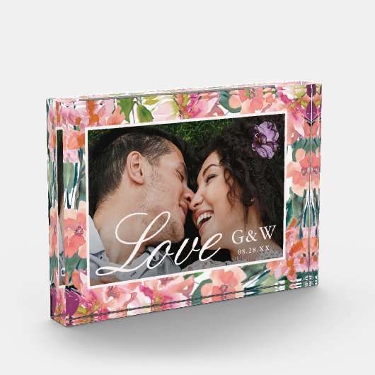 Mooie aquarel bloem met monogrammen foto (Links)