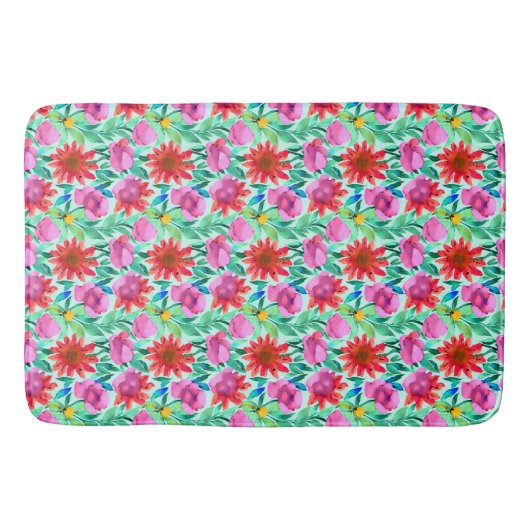 Mooie Aquarel Bloemen  Badmat (Voorkant)