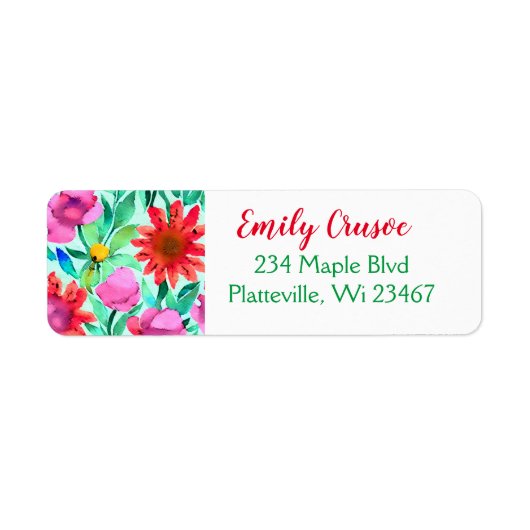 Mooie Aquarel Bloemen Etiket (Voorkant)