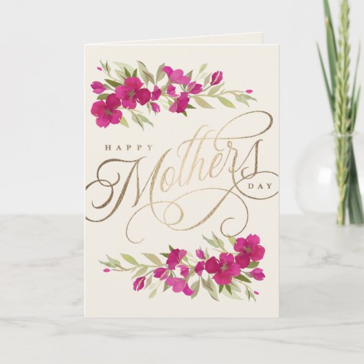 Mooie aquarel bloemen Moederdag script C Kaart (Voorkant)