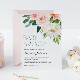 Mooie Aquarel Bloemen Tuin Baby Brunch Kaart