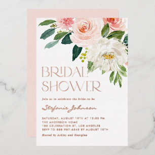 Mooie Aquarel Bloemen Tuin Bruidsmeisjesfeest Folie Uitnodiging
