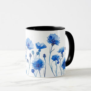 Mooie Aquarel Bloemenkleuren Korenbloem Mok