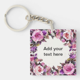 Mooie Aquarel Bloemenrand Sleutelhanger