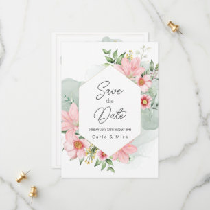 Mooie Aquarel Bloemige Bewaar De Datum Save The Date