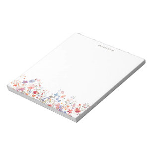 Mooie Aquarel Bloemige Persoonlijke Wilde Bloemen  Notitieblok