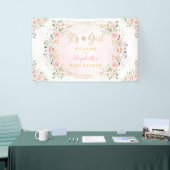 Mooie Aquarel Blush Bloemige Baby Meisje Shower Spandoek (Beurs)