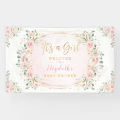 Mooie Aquarel Blush Bloemige Baby Meisje Shower Spandoek (Horizontaal)