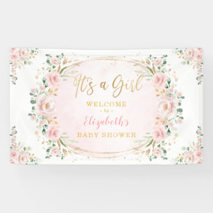 Mooie Aquarel Blush Bloemige Baby Meisje Shower Spandoek