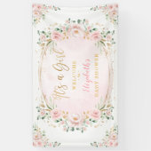 Mooie Aquarel Blush Bloemige Baby Meisje Shower Spandoek (Verticaal)