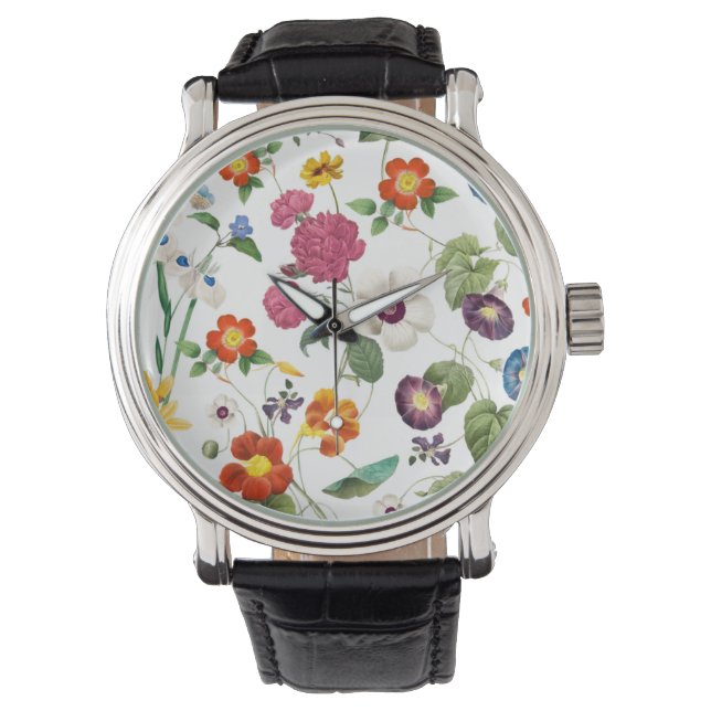Mooie Aquarel Botanische Horloge (Voorkant)