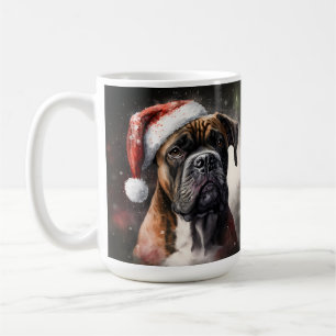 MOOIE Aquarel BOXER HOND KERST Koffiemok