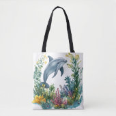 Mooie Aquarel Dolfijn Boodschappentas Tote Bag (Voorkant)