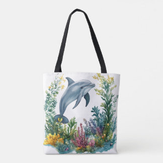 Mooie Aquarel Dolfijn Boodschappentas Tote Bag