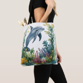 Mooie Aquarel Dolfijn Boodschappentas Tote Bag (Dichtbij)