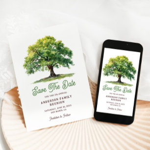 Mooie Aquarel Eikenboom Familiebijeenkomst Save The Date