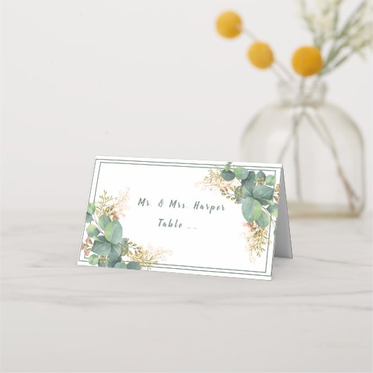 Mooie Aquarel Eucalyptus Goud Filigraan Plaatskaartje (Achterkant)