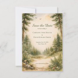 Mooie Aquarel Geschilderde Bos Scene Sla de Save The Date