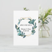 Mooie Aquarel Gevatte Bladeren Bruiloft Kaart (Staand voorkant)