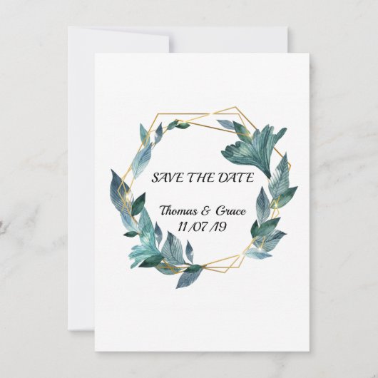 Mooie Aquarel Gevatte Bladeren Bruiloft Kaart (Voorkant)