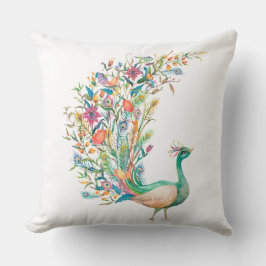 Mooie aquarel groene pauw kussen