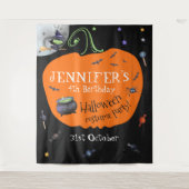 Mooie Aquarel Halloween Kinderen Foto Achtergrond Wandkleed (Voorkant)