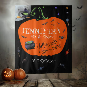 Mooie Aquarel Halloween Kinderen Foto Achtergrond Wandkleed