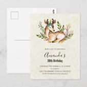 Mooie Aquarel Herten Liggen Boho Verjaardag Briefkaart (Voorkant / Achterkant)