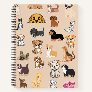 Mooie Aquarel Honden Patroon Monogram Notitieboek