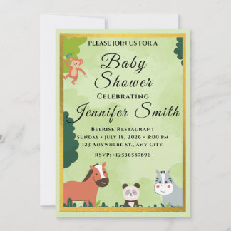Mooie Aquarel Jungle Baby Shower Uitnodigingen