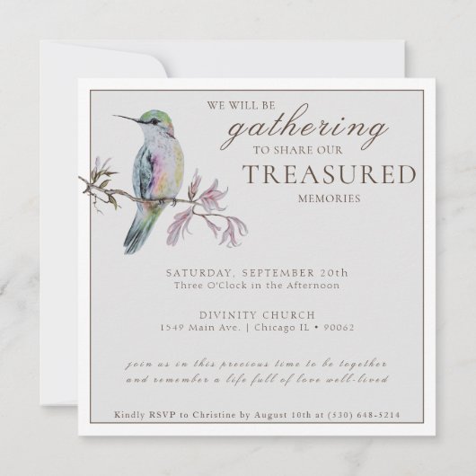 Mooie Aquarel Kolibrie Herdenking Kaart (Achterkant)