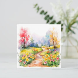 Mooie Aquarel Lente Bloemen Notitiekaartje
