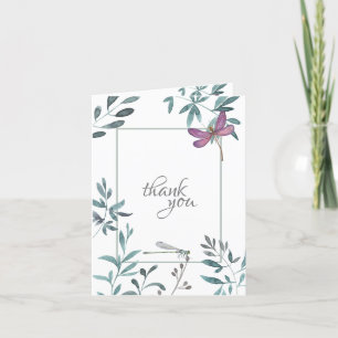 Mooie Aquarel Libel Tuin Groenery, Wit Bedankkaart