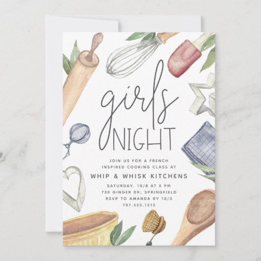 Mooie Aquarel Meiden Meidenavond Kookles Kaart (Voorkant)