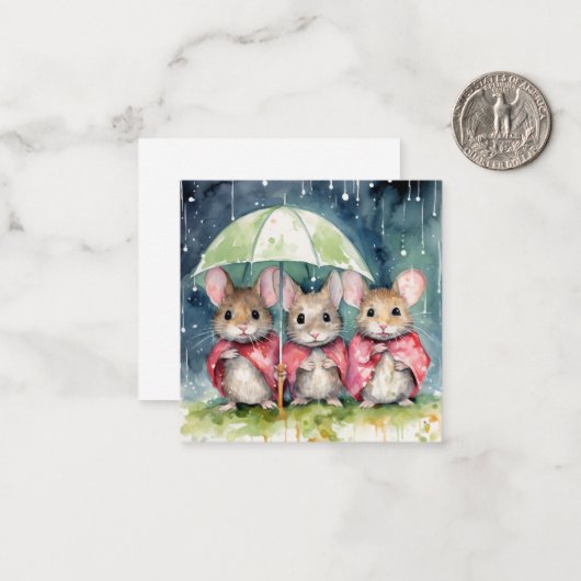 Mooie aquarel muis Kaart Notitiekaartje (Voorkant / Achterkant in situ)