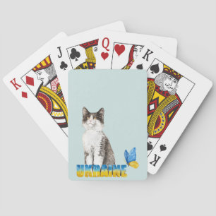 Mooie Aquarel Oekraïense Kat en Vlinder  Pokerkaarten