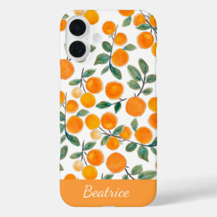 Mooie aquarel oranje citrus gepersonaliseerd iPhone 16 plus hoesje