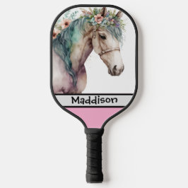 Mooie Aquarel Paard Aanpasbare Naam Pickleball Paddle