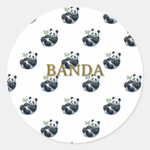 Mooie Aquarel Panda Beer met Bamboe Vinyl Sticker