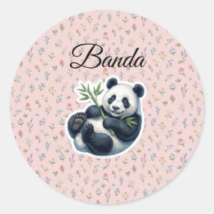 Mooie Aquarel Panda Beer met Bamboe Vinyl Sticker