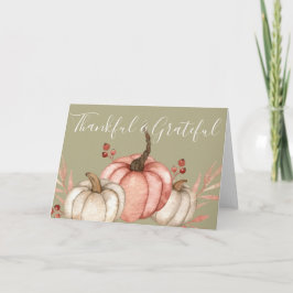 Mooie Aquarel Pompoenen op Salie Thanksgiving Feestdagen Kaart
